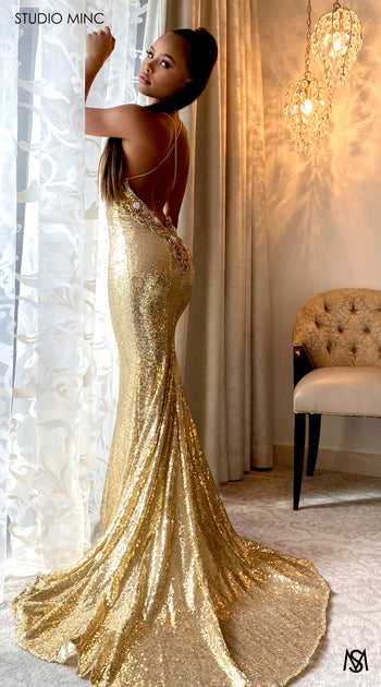 Gold on sale formal dress