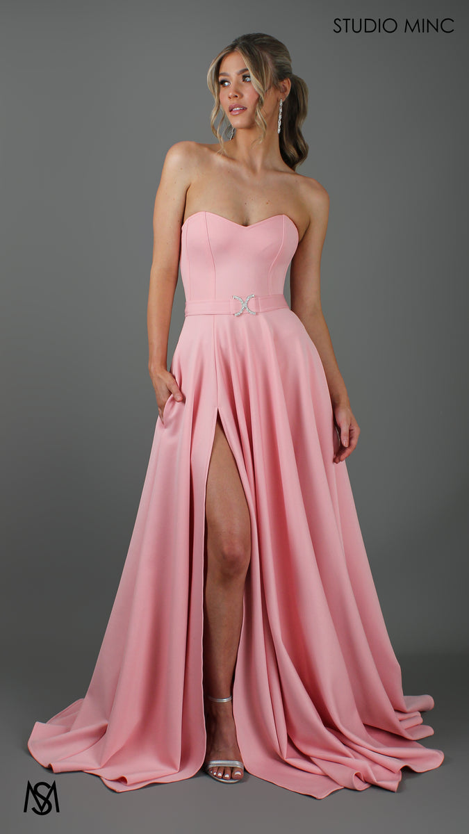 SWEETHEART Pink Strapless Formal dress with Corset Full Circle Skirt