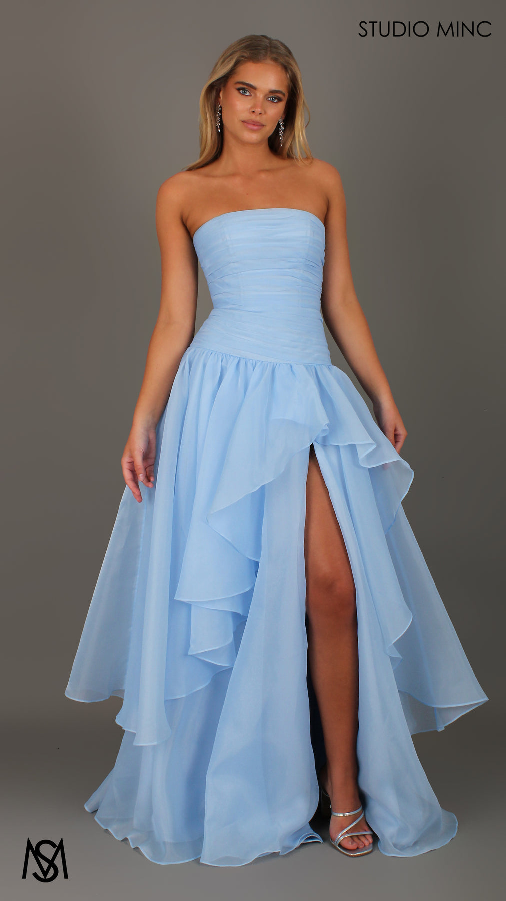 Daisy - Blue Formal Dress, Strapless Corset Drop-waist, organza layere STUDIO MINC Daisy - Blue Formal Dress, Strapless Corset Drop-waist, organza layere STUDIO MINC