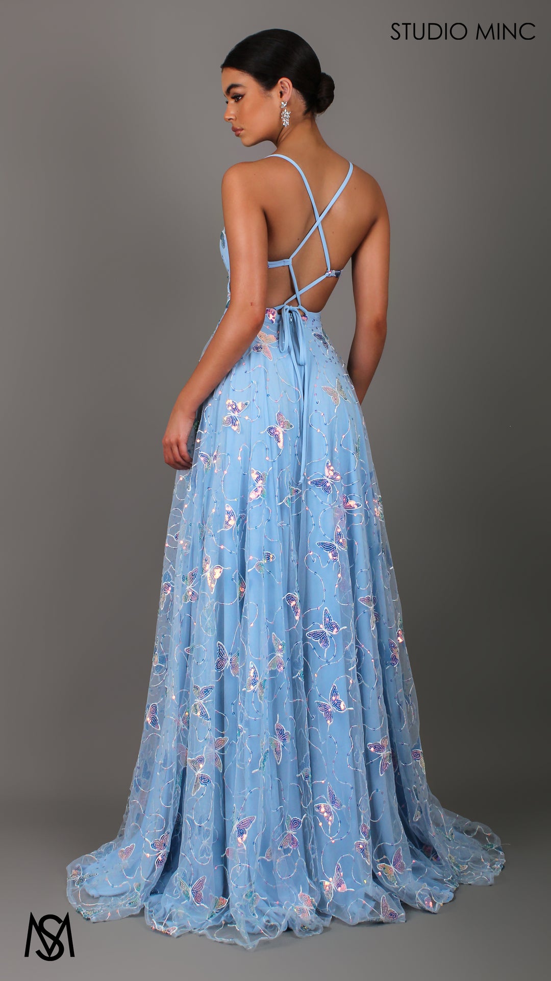 EUPHORIA | Blue Formal Dress Gown with butterfly Sequin embellishment STUDIO MINC EUPHORIA | Blue Formal Dress Gown with butterfly Sequin embellishment STUDIO MINC