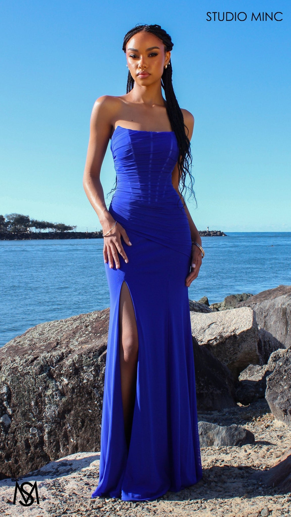 Amalfi - Cobalt Blue Formal Dress, Strapless Corset Boning Fitted merm STUDIO MINC Amalfi - Cobalt Blue Formal Dress, Strapless Corset Boning Fitted merm STUDIO MINC
