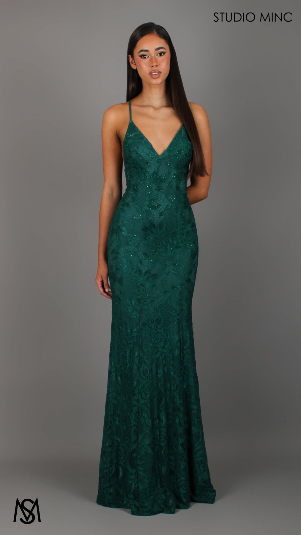 Jasmine - Emerald Green formal dress | lace Rhinestone V neckline fitted mermaid lace up S | Pre-order Late May Jasmine - Emerald Green formal dress | lace Rhinestone V neckline fitted mermaid lace up S | Pre-order Late May