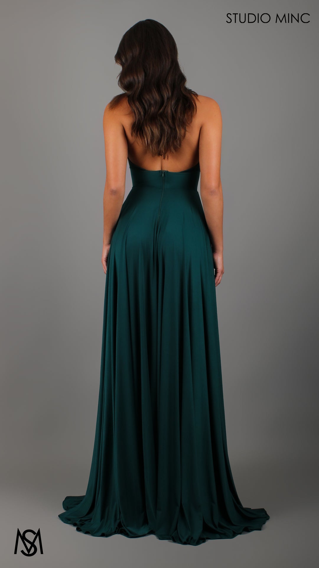 Love - Emerald Green Formal Dress | Halter Plunge Neckline Leg Split STUDIO MINC Love - Emerald Green Formal Dress | Halter Plunge Neckline Leg Split STUDIO MINC