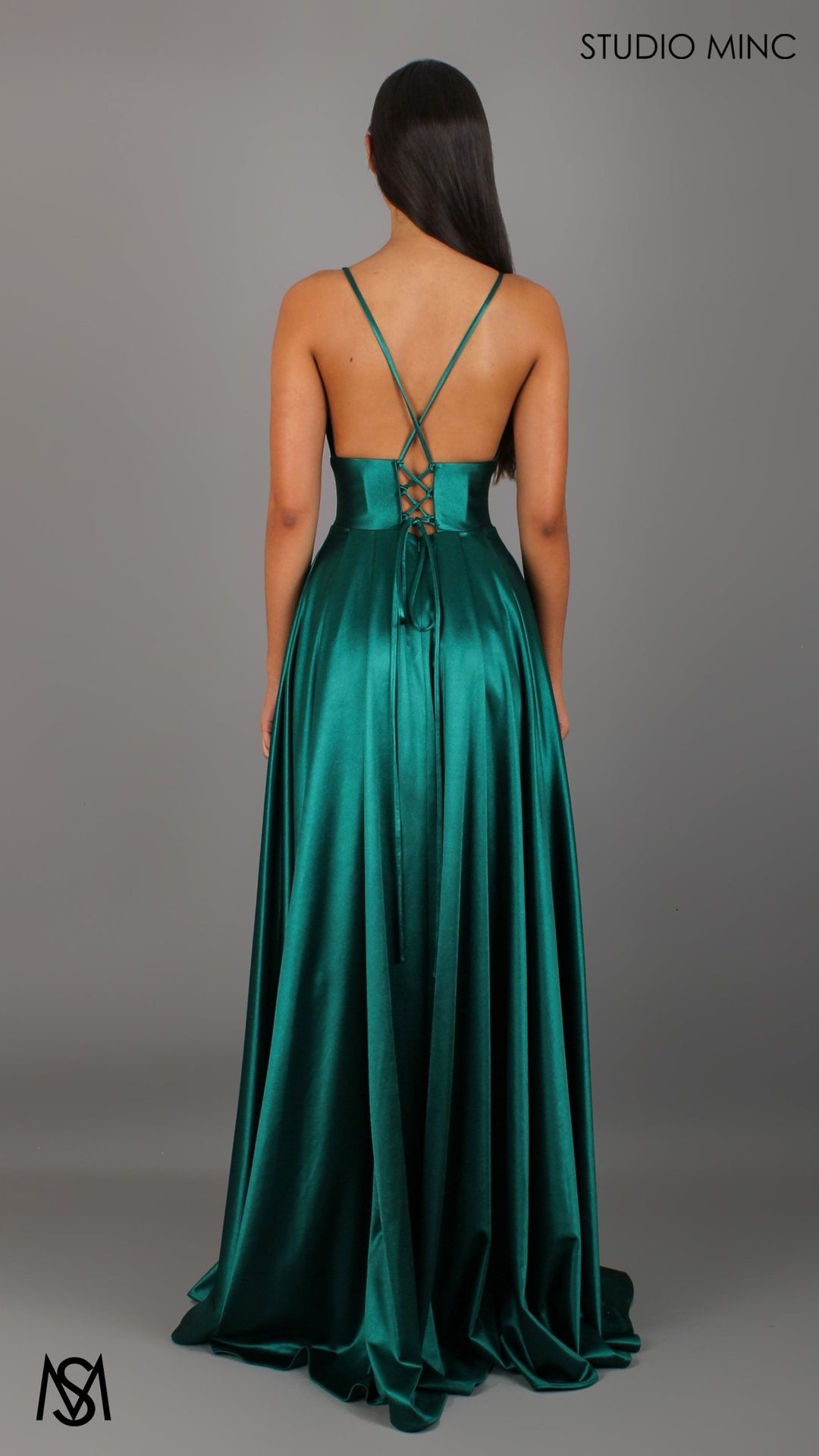 backless emerald dress Timeless - Green formal | V neckline, A-line Satin Gown with Pockets M Low Iron If Needed 971 ASOS DESIGN backless long Color:electric blue