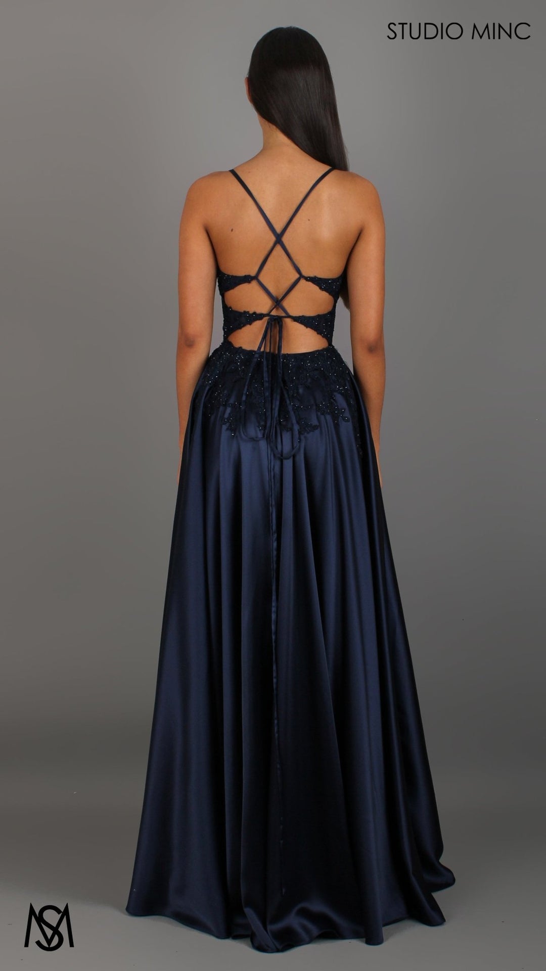 backless navy blue dress Eden - formal | Floral V neckline, backless, A-line Satin Gown with Pockets XL SIZE:A10 See junior size-3xl Sweetheart Wedding Dresses |