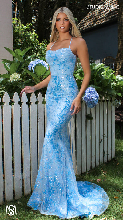 Sparkly Yellow And Blue Prom Dress Peony Light Blue Formal Dress
