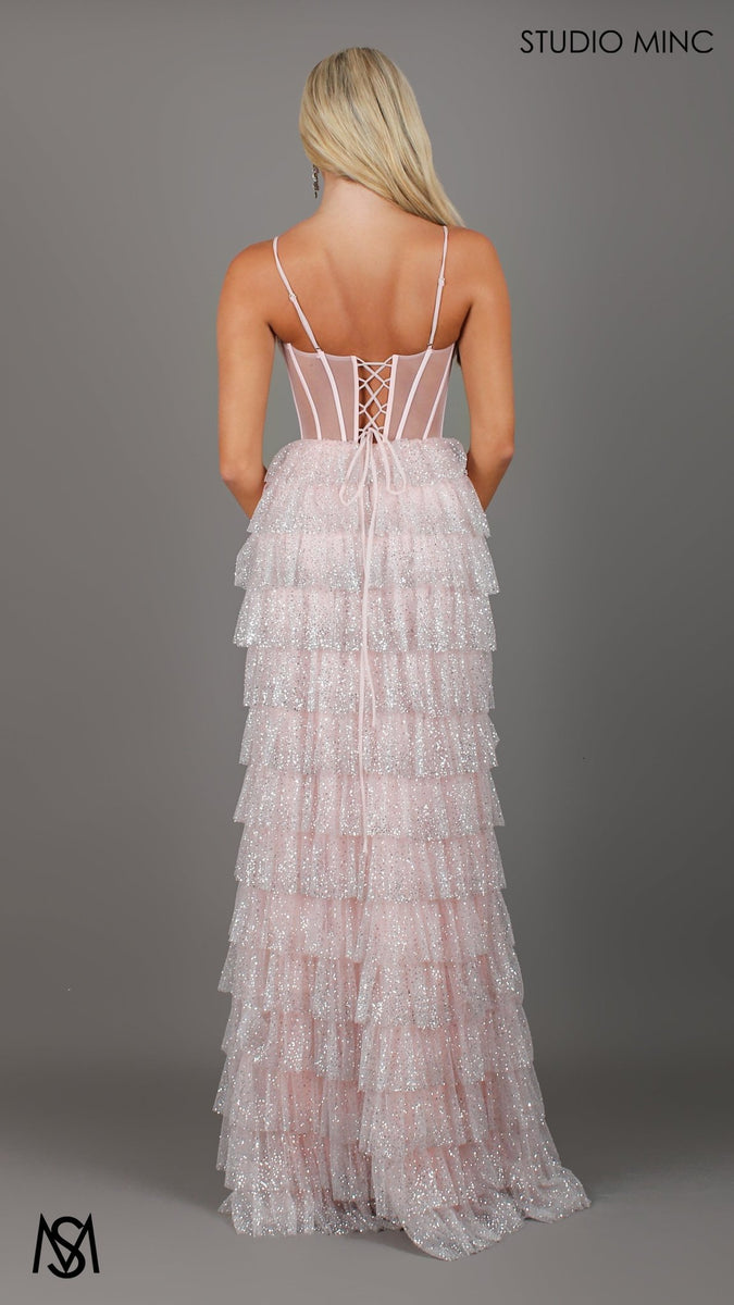 Maple - Light Pink Formal Dress | Sheer Corset layered glitter tulle l ...