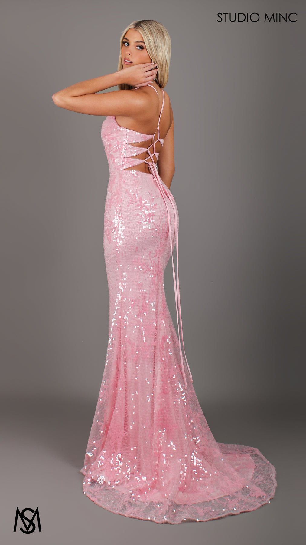 Peony - Light pink Formal Dress | Two tone floral sequin fitted mermai STUDIO MINC Peony - Light pink Formal Dress | Two tone floral sequin fitted mermai STUDIO MINC