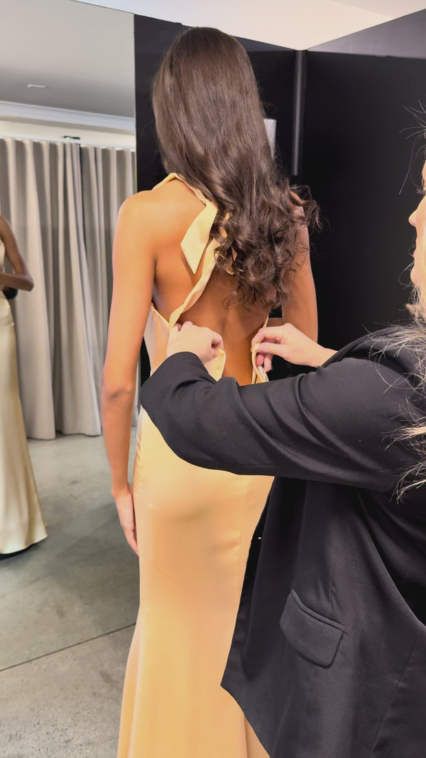 olive green dress nordstrom Women's Formal Dresses & Evening Gowns colour: white-and-gold-striped-wrap-top-tiered-mini-dress main image 1