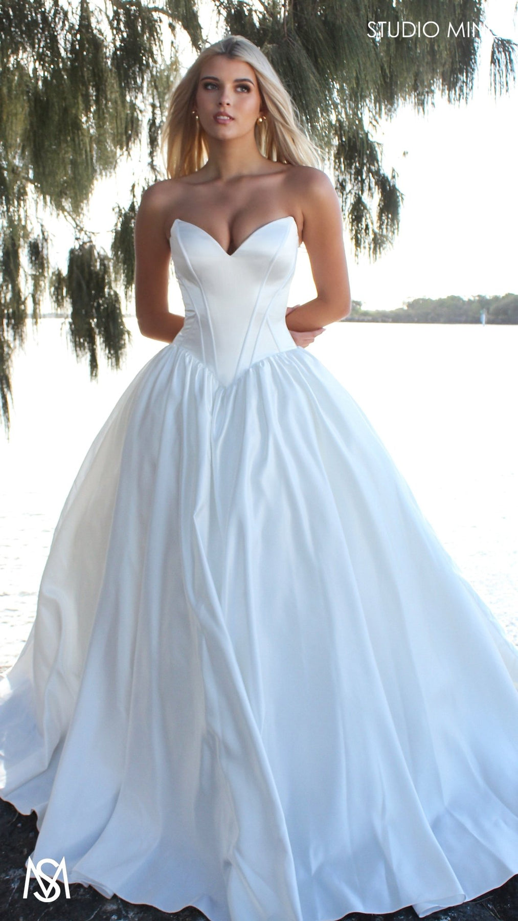 Bondi - Wedding Dress | Modern Strapless Drop Waist Corset lace up gow STUDIO MINC Bondi - Wedding Dress | Modern Strapless Drop Waist Corset lace up gow STUDIO MINC
