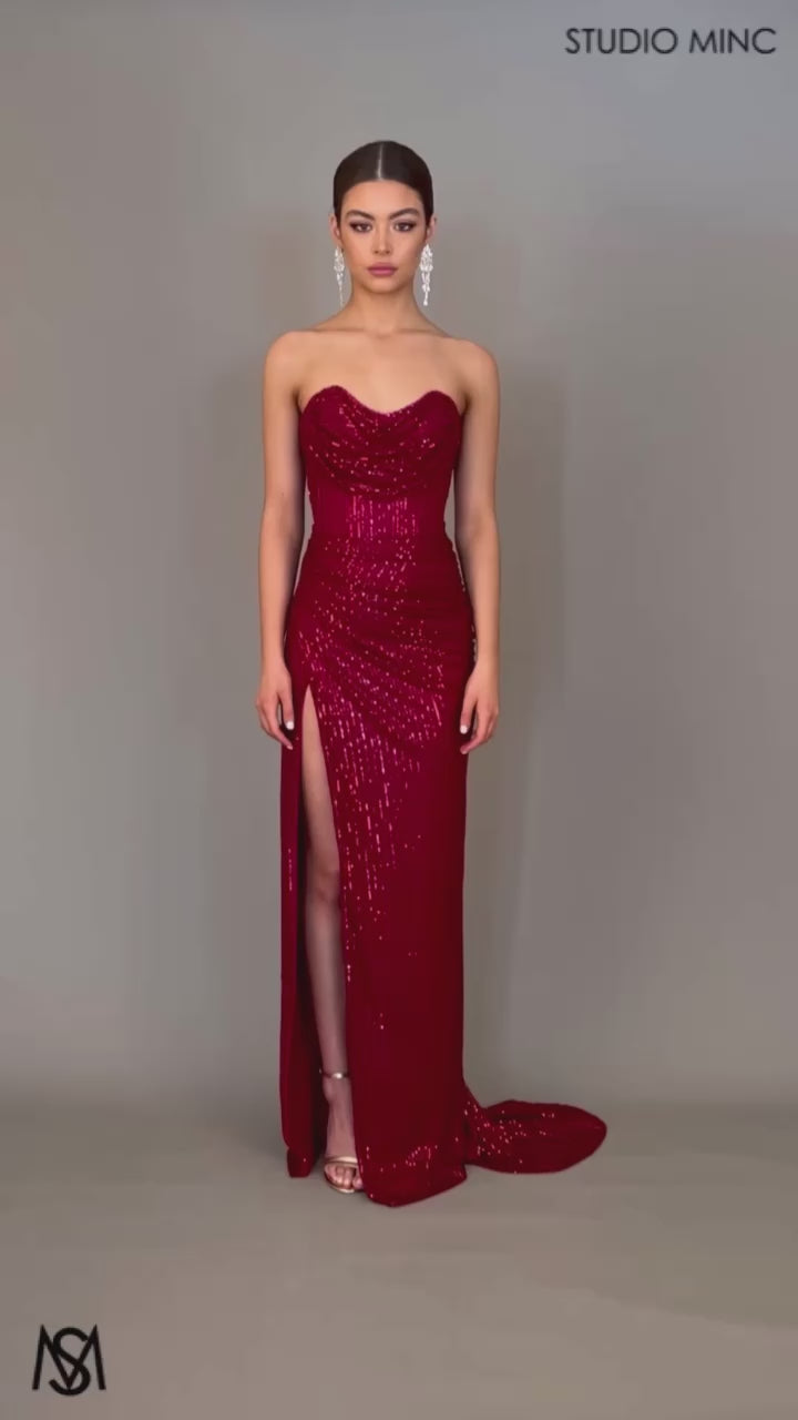 strapless open back dress Colette for Mon Cheri CL2040