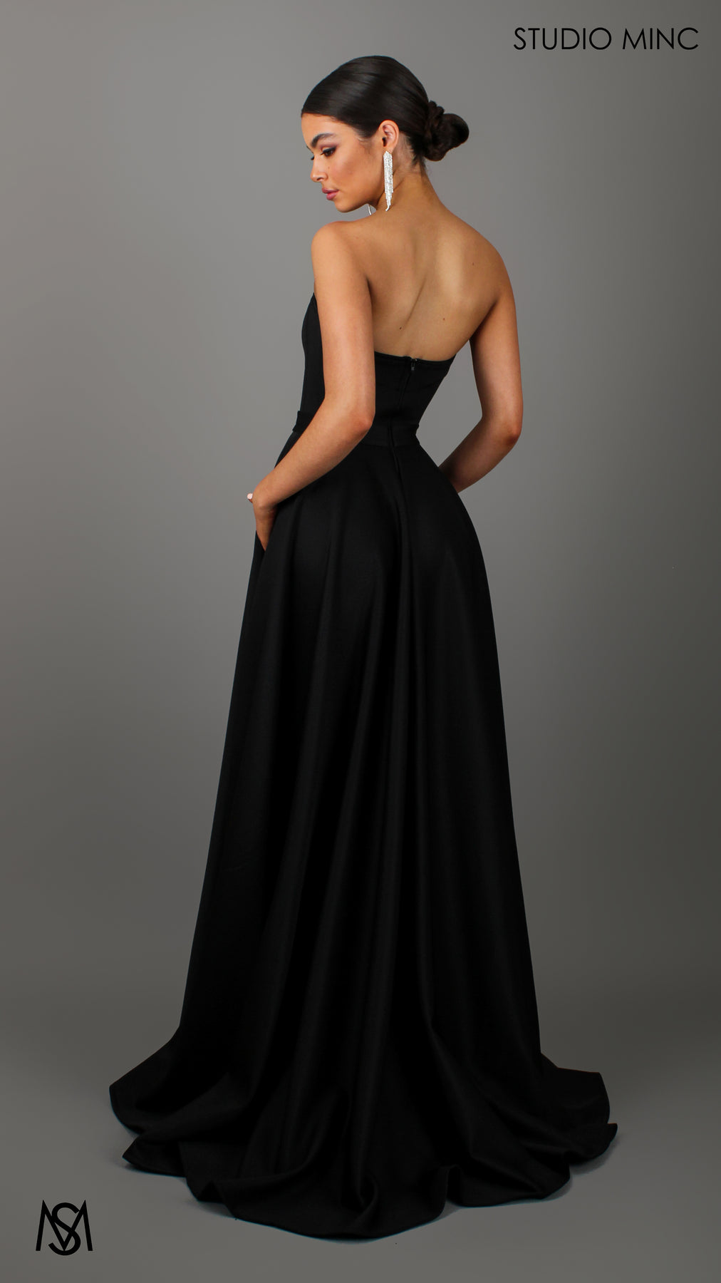 Sweetheart - Black Formal Dress | Strapless Corset Leg Split Gown STUDIO MINC Sweetheart - Black Formal Dress | Strapless Corset Leg Split Gown STUDIO MINC