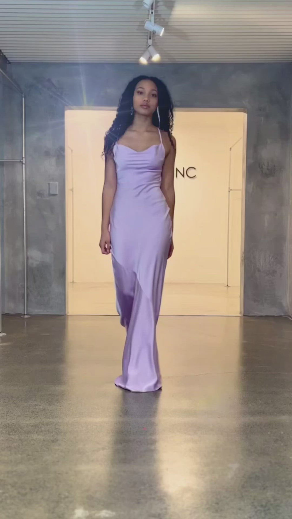 Serene - Lavender Formal Dress | Cowl Neckline Bias Cut Backless Satin ...