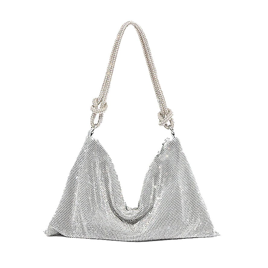 Love Lock - Silver Formal Clutch Bag | Diamante Mesh Knot Evening ...