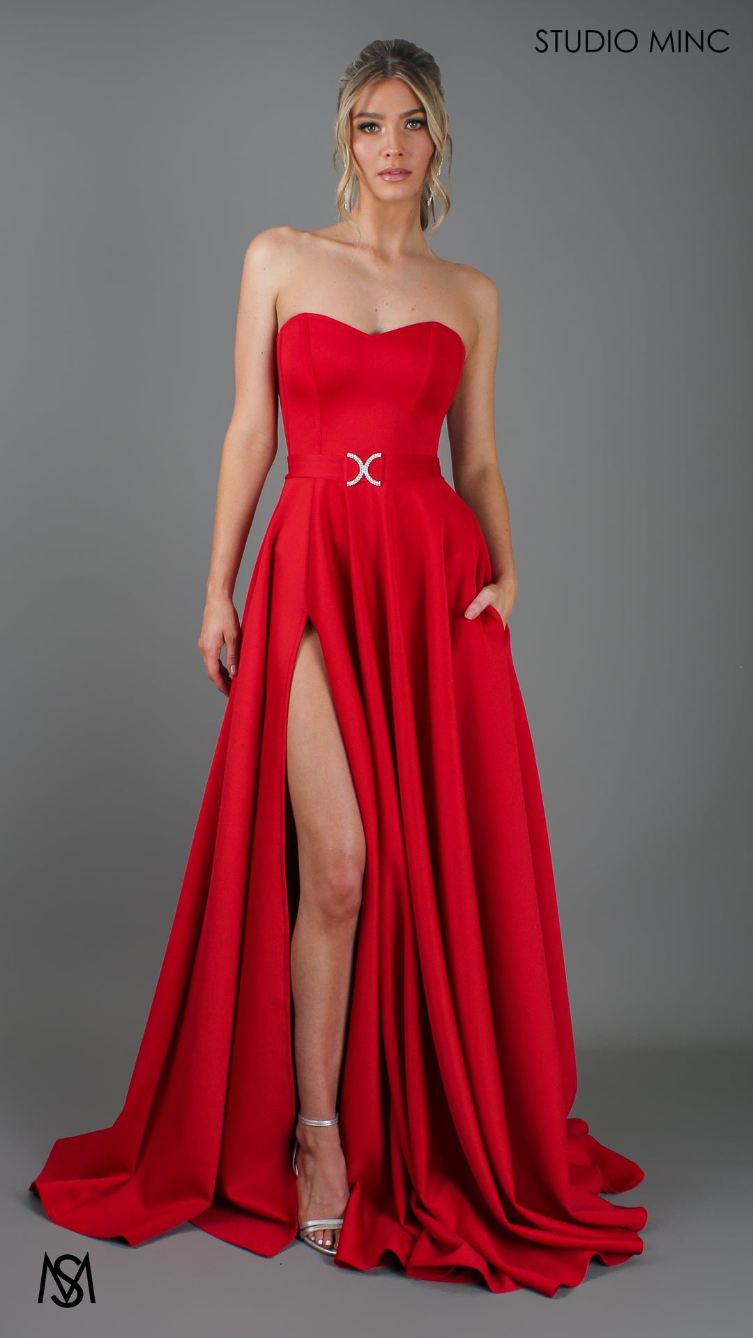 strapless open back dress Sweetheart - Red Formal Dress