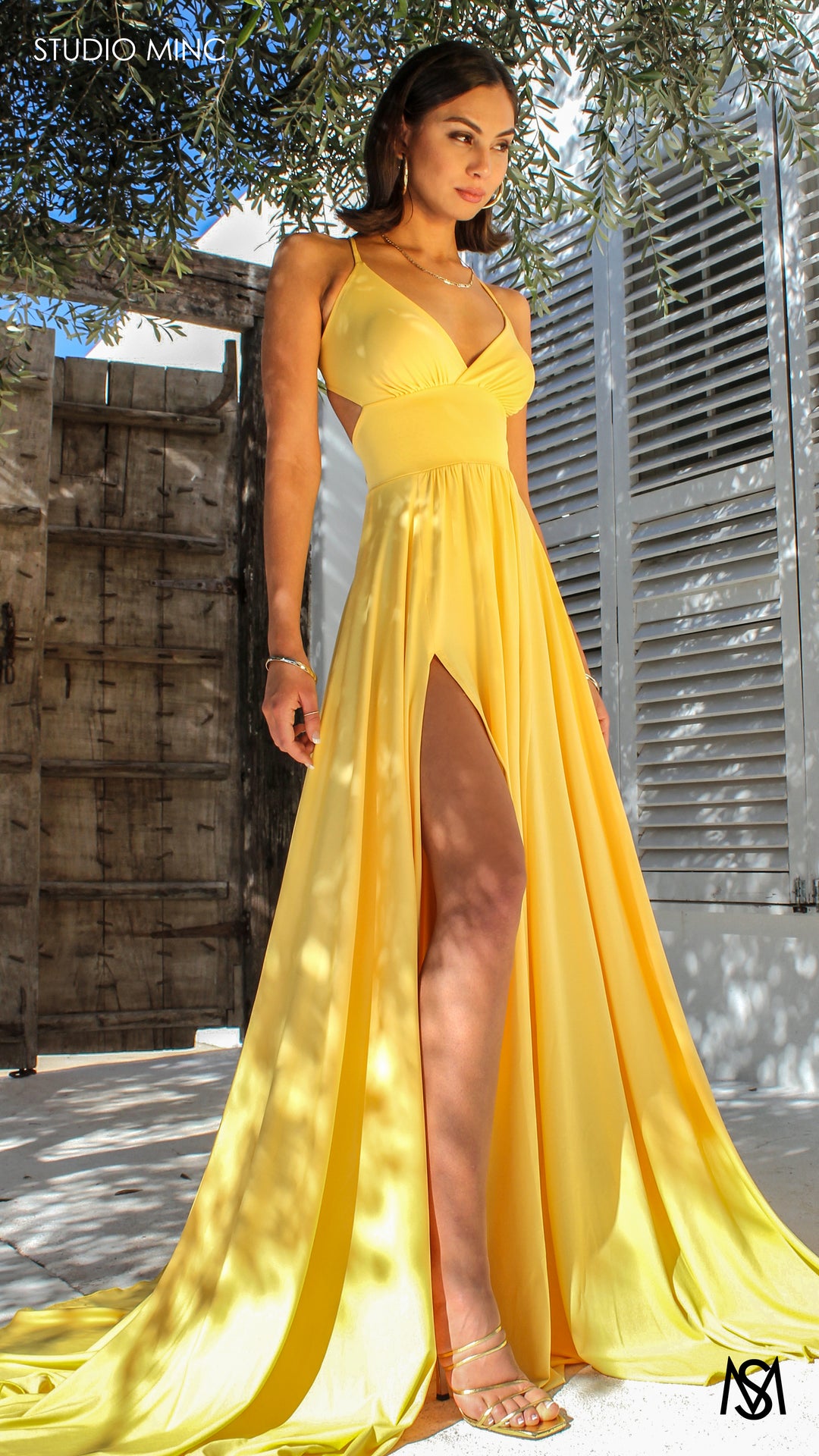 Long yellow formal dress best sale